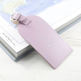 Personalised Lilac Foiled Leather Luggage Tag Product Image