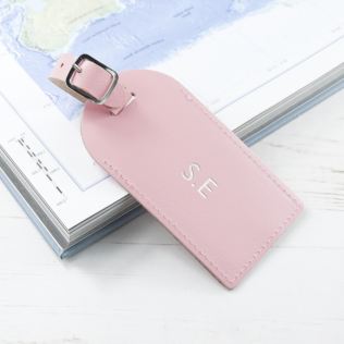 Personalised Pastel Pink Foiled Leather Luggage Tag Product Image