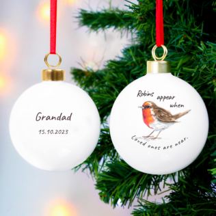 Personalised Robins Appear When Loved Ones Are Near Christmas Bauble Product Image