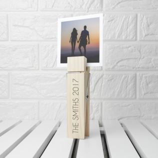 Personalised Wooden Peg Photo Holder Product Image