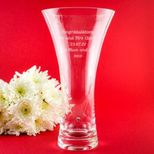 Personalised Diamante Vase With Etched Heart Design Product Image