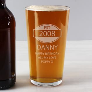 Personalised Year of Establishment 18th Birthday Glass Product Image