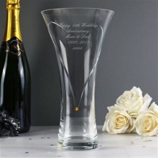 Personalised Golden Anniversary Vase with Heart Design Product Image