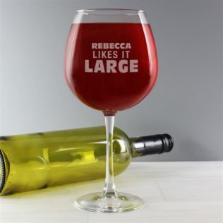 Personalised Likes It Large Bottle Of Wine Glass Product Image