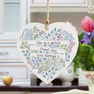 Personalised Botanical Wooden Heart Product Image