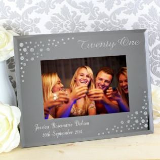 Personalised 21st Birthday Glass Diamante Photo Frame Product Image