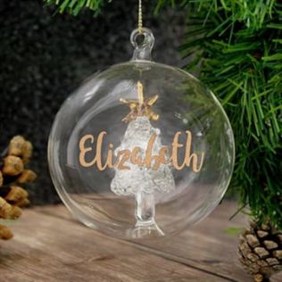 Personalised Glass Glitter Xmas Tree Bauble Product Image