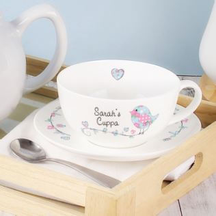 Birds Personalised Teacup & Saucer Product Image