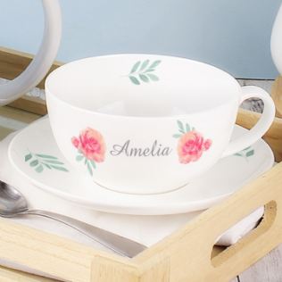 Vintage Rose Personalised Teacup & Saucer Product Image