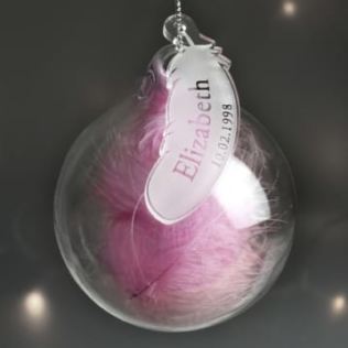 Personalised Glass Pink Feather Bauble Product Image