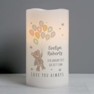 Personalised Teddy & Balloons Nightlight LED Candle Product Image