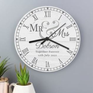 Personalised Mr & Mrs Wooden Clock Product Image