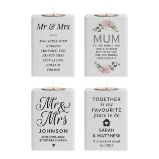 Personalised White Wooden Tea Light Holders Product Image