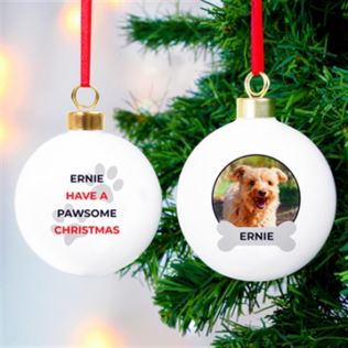 Personalised Pawsome Photo Upload Christmas Bauble Product Image