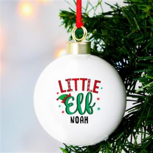 Personalised Little Elf Christmas Bauble Product Image