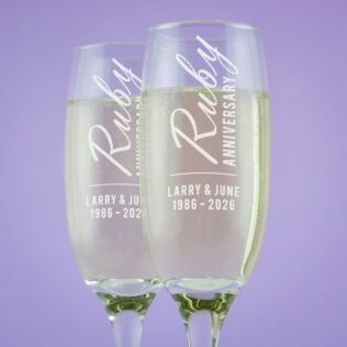 Personalised Ruby Anniversary Champagne Flutes Product Image
