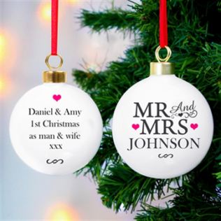 Mr & Mrs Personalised Christmas Bauble Product Image