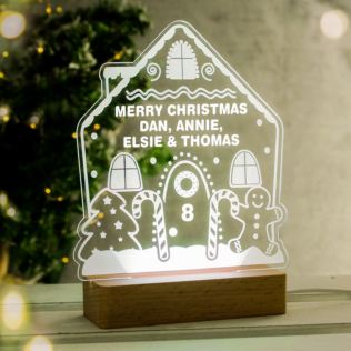 Personalised Gingerbread House Christmas Wooden Based LED Light Product Image