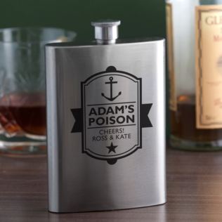 Personalised Poison Anchor Design Hip Flask Product Image