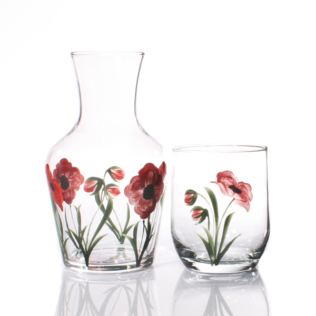 Hand Painted Carafe Set - Poppy Product Image