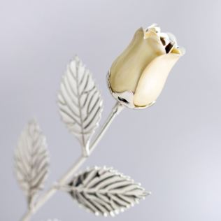 Personalised Silver Plated Rose With Pearl Bud Product Image
