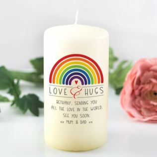 Personalised Love & Hugs Rainbow Candle Product Image