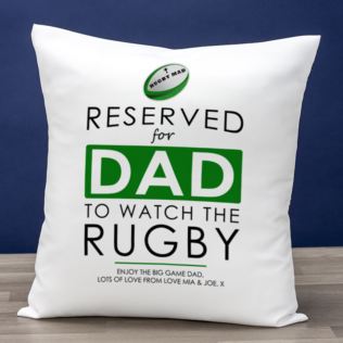 Personalised Reserved For Dad Rugby Cushion Product Image