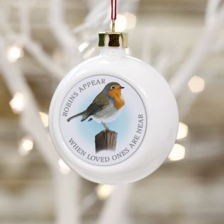 Personalised Robin Appear When Loved Ones Are Near Christmas Bauble Product Image