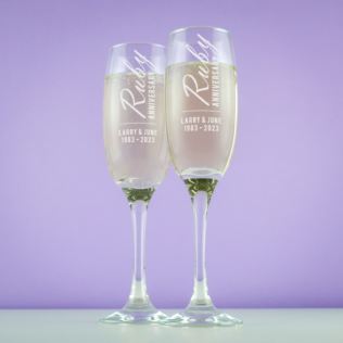 Personalised Ruby Anniversary Champagne Flutes Product Image