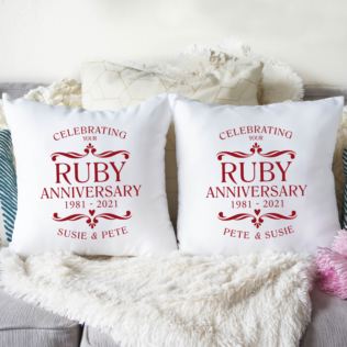 Personalised Pair Of Ruby Anniversary Cushions Product Image