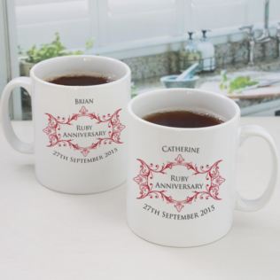 Pair of Personalised Ruby Anniversary Mugs Product Image