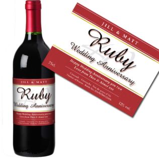 Personalised Ruby Wedding Anniversary Red Wine Product Image