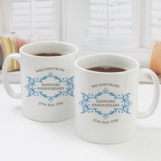 Pair of Personalised Sapphire Anniversary Mugs Product Image