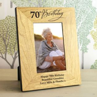 Personalised 70th Birthday Wooden Photo Frame Product Image