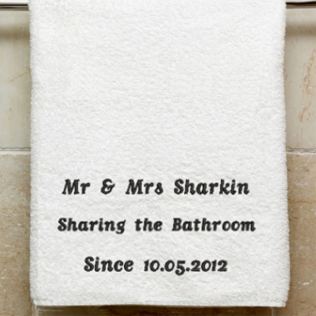 Personalised Embroidered Sharing the Bathroom Towel Product Image