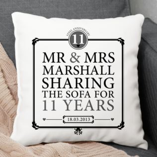 Personalised 11th Anniversary Sharing The Sofa Cushion Product Image