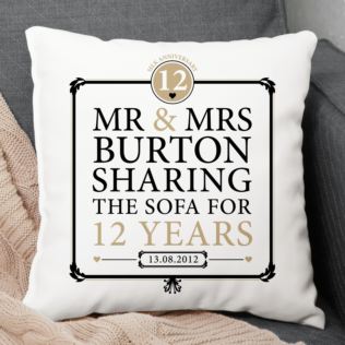 Personalised 12th Anniversary Sharing The Sofa Cushion Product Image