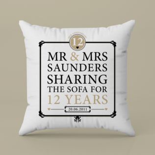Personalised 12th Anniversary Sharing The Sofa Cushion Product Image