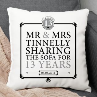 Personalised 13th Anniversary Sharing The Sofa Cushion Product Image