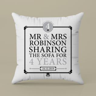 Personalised 4th Anniversary Sharing The Sofa Cushion Product Image