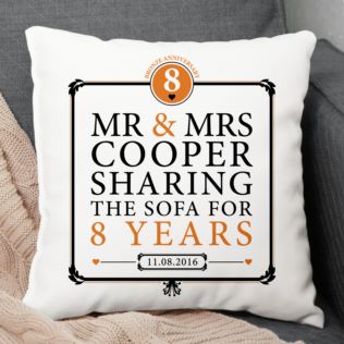 Personalised 8th Anniversary Sharing The Sofa Cushion Product Image