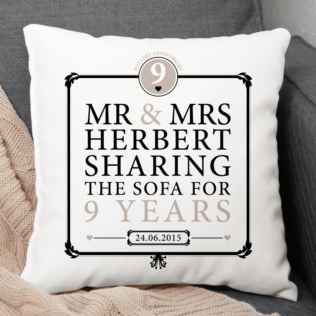 Personalised 9th Anniversary Sharing The Sofa Cushion Product Image