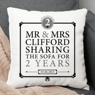 Personalised 2nd Anniversary Sharing The Sofa Cushion Product Image