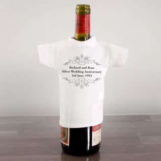 Personalised Silver Anniversary Wine Bottle T-Shirt Product Image
