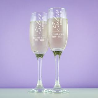 Personalised Silver Anniversary Champagne Flutes Product Image