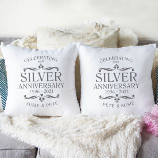Personalised Pair Of Silver Anniversary Cushions Product Image