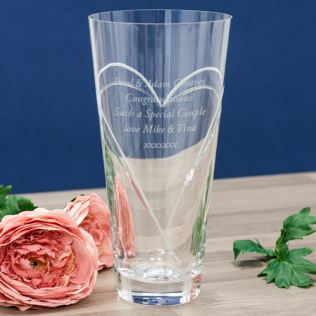 Personalised Diamante Conical Vase With Etched Heart Design Product Image
