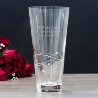Personalised Conical Vase With Spiral Cut And Swarovski Crystals Product Image