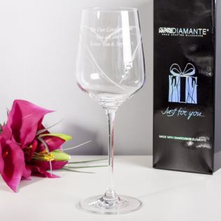 Personalised Just For You Diamante Wine Glass With Heart Product Image
