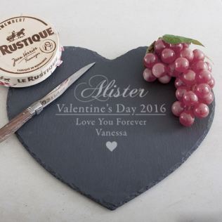 Personalised Valentine's Day Heart Shaped Slate Cheese Board Product Image